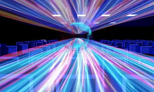 Abstract of an HPC data centre with data flow