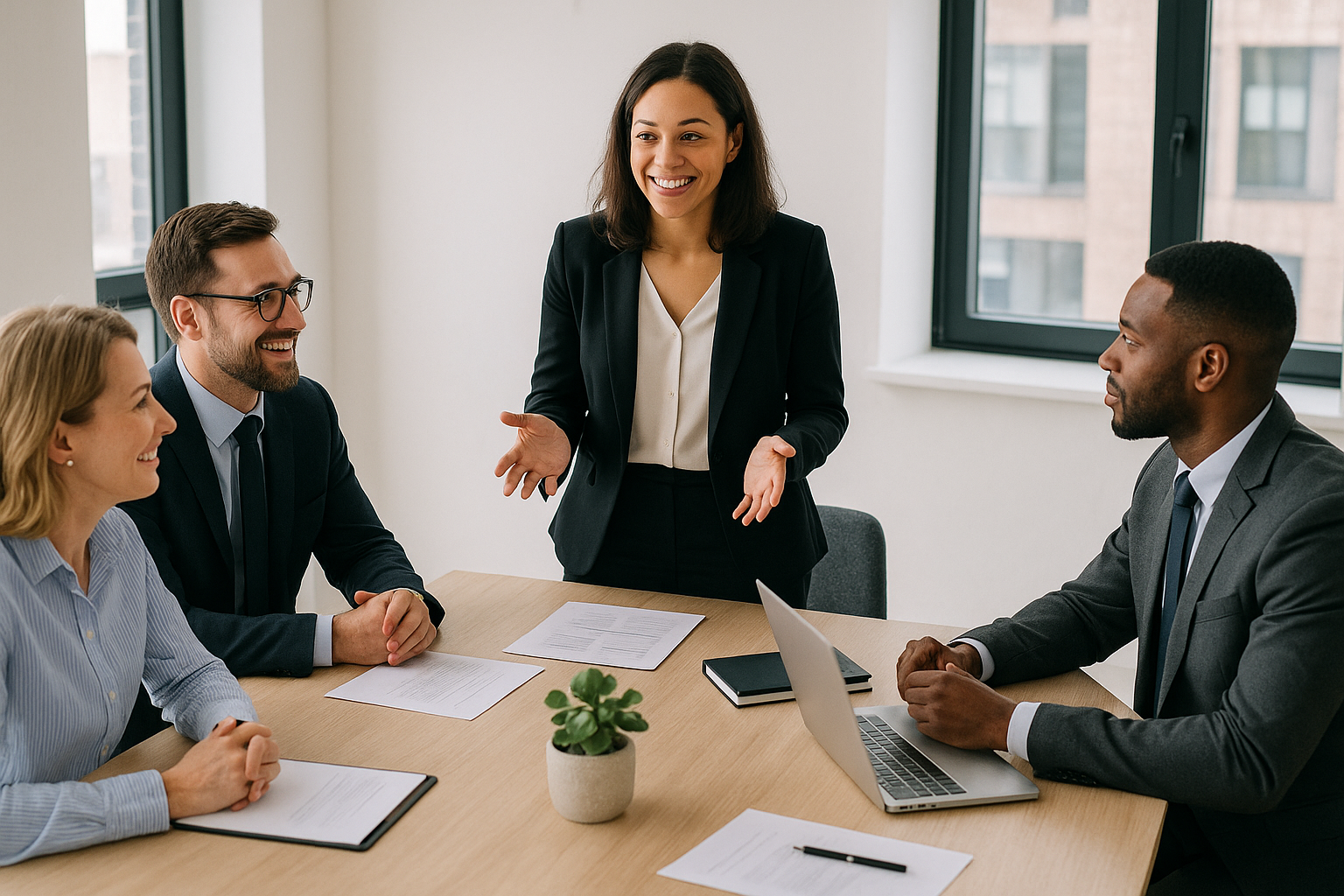 create an image of business people having a meeting-1