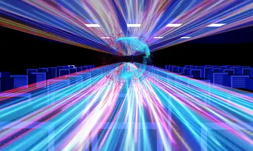 Abstract of an HPC data centre with data flow