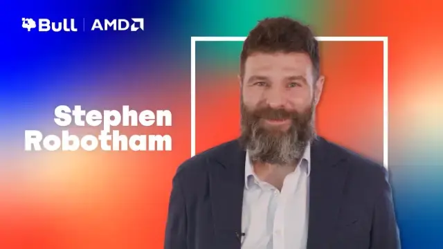 AMD's Stephen Robotham on a bright background